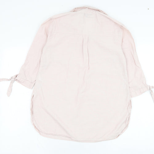 New Look Womens Pink  Cotton Basic Blouse Size 8 V-Neck
