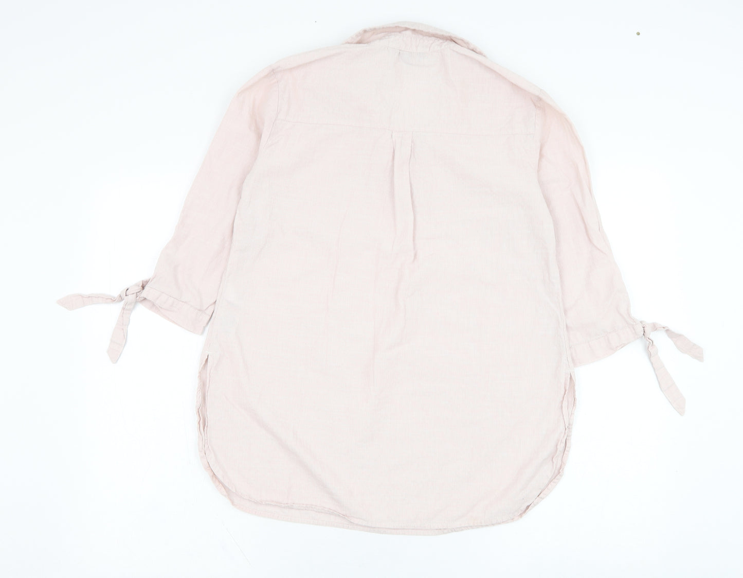 New Look Womens Pink  Cotton Basic Blouse Size 8 V-Neck