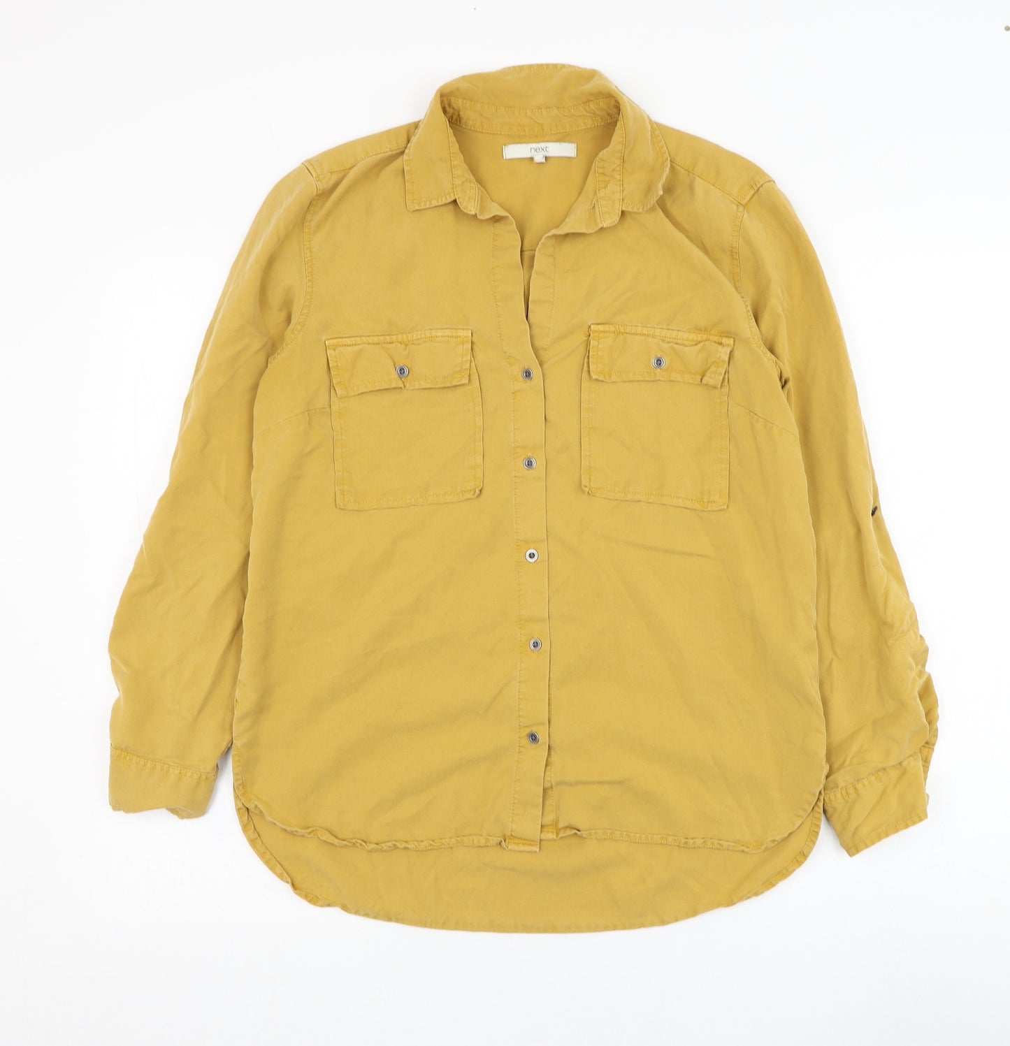NEXT Womens Yellow  Lyocell Basic Blouse Size 10 Collared