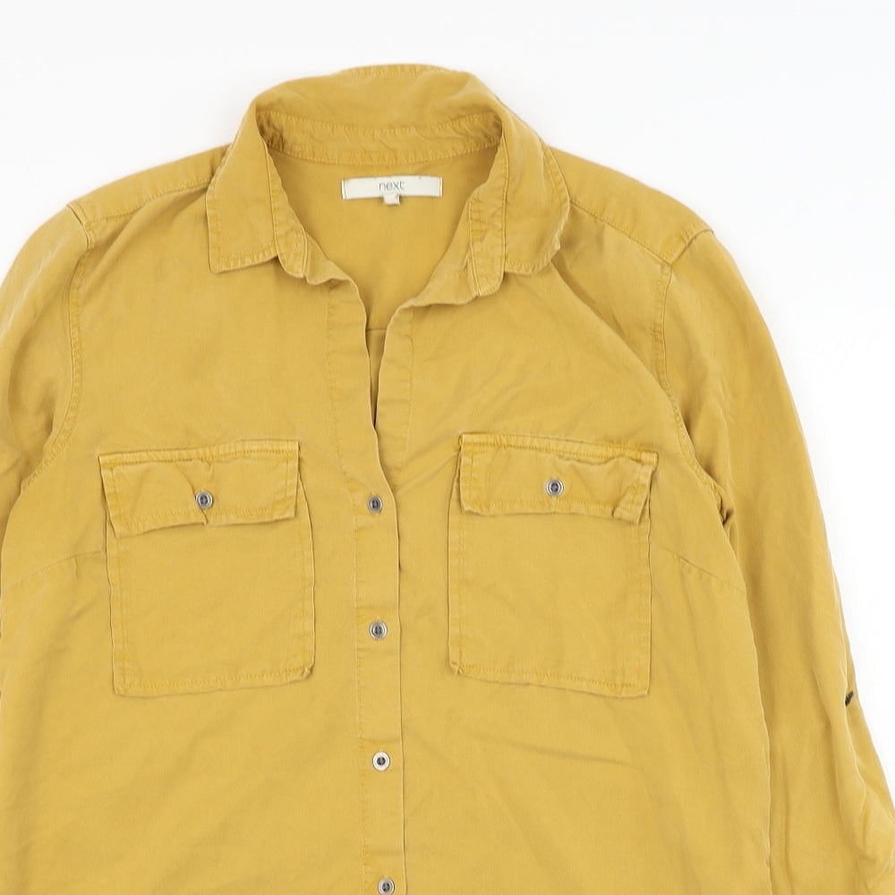 NEXT Womens Yellow  Lyocell Basic Blouse Size 10 Collared