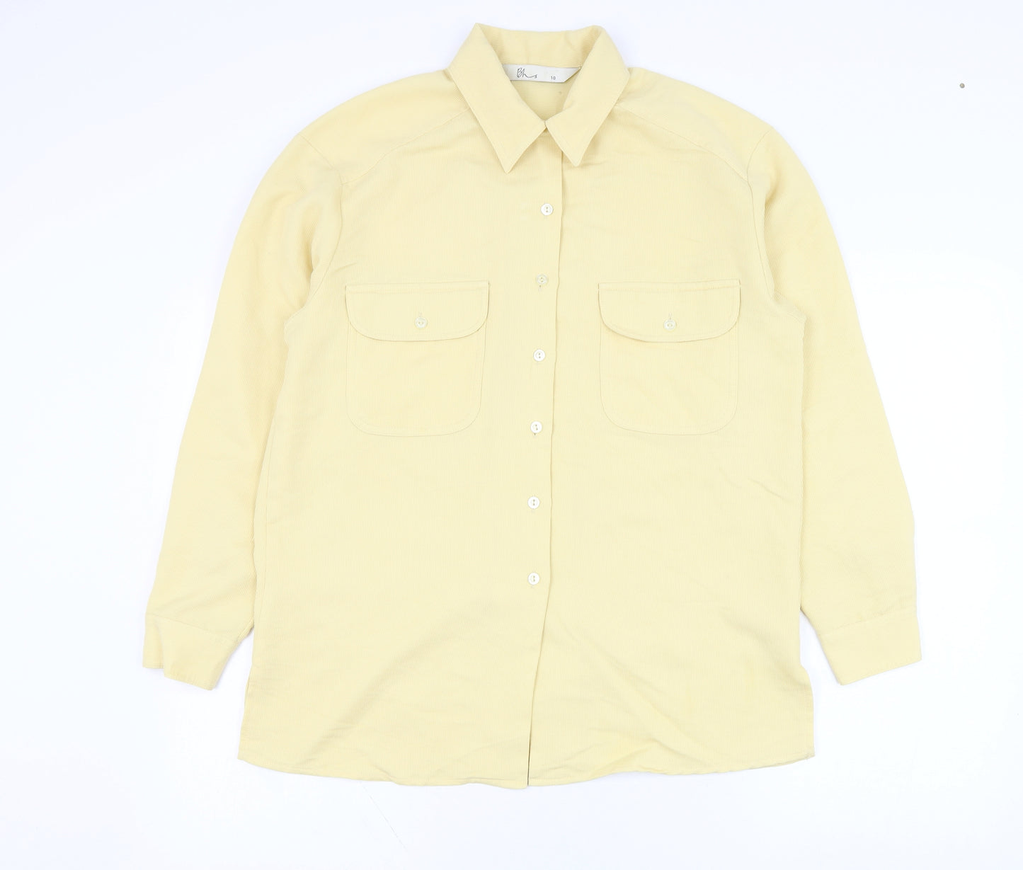 BHS Womens Yellow  Viscose Basic Button-Up Size 10 Collared