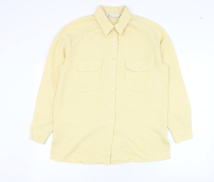 BHS Womens Yellow  Viscose Basic Button-Up Size 10 Collared