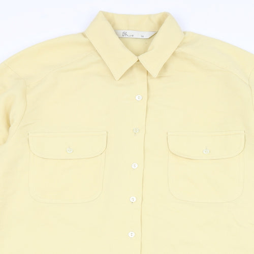 BHS Womens Yellow  Viscose Basic Button-Up Size 10 Collared