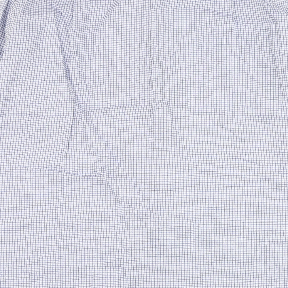 Van Heusen Mens Blue Check Cotton  Dress Shirt Size 16.5 Collared Button