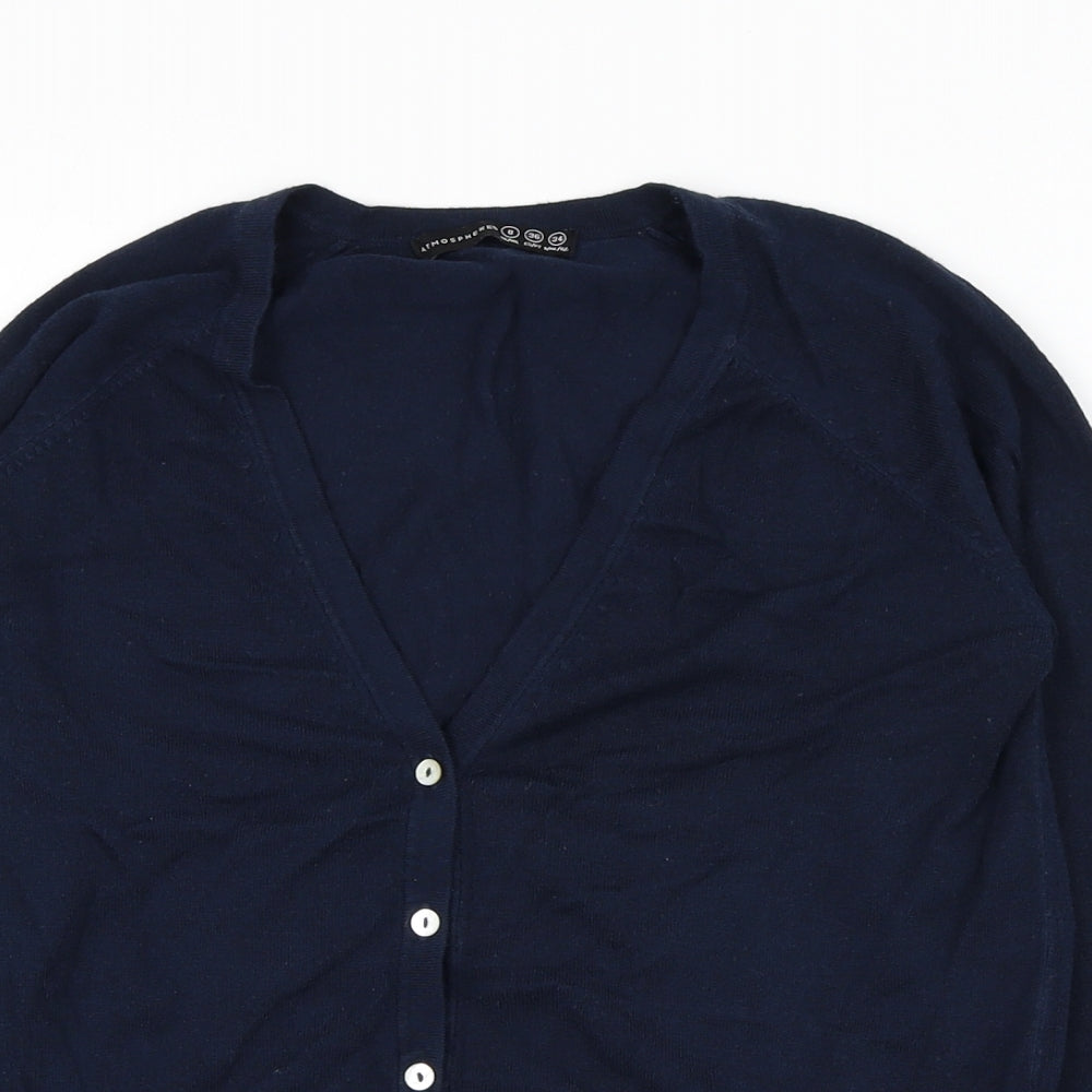 Atmosphere Womens Blue V-Neck   Cardigan Jumper Size 8