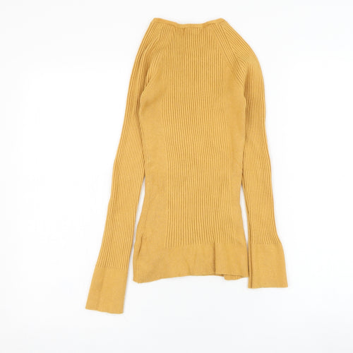 Primark Womens Yellow V-Neck  Viscose Pullover Jumper Size 10