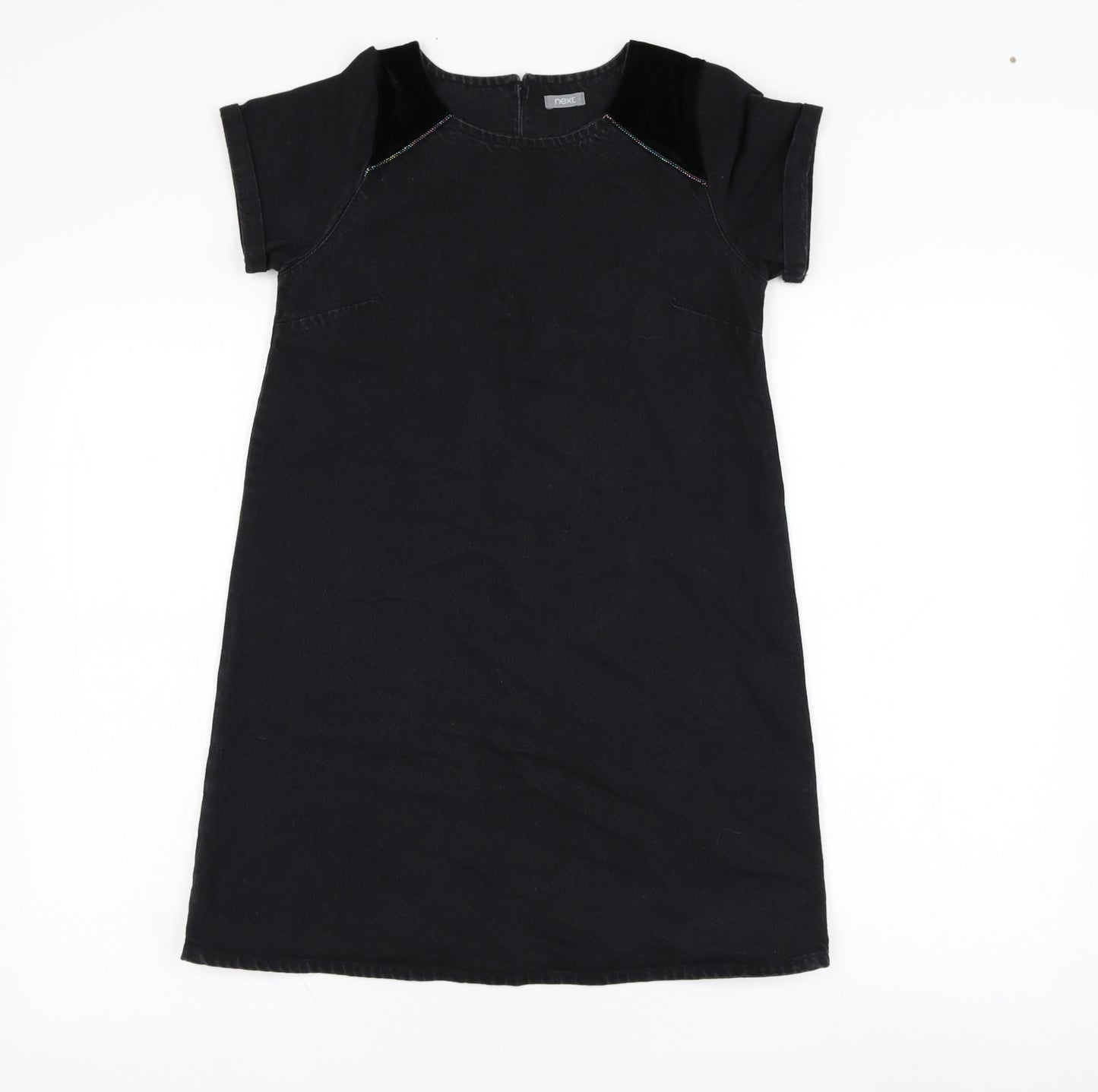 NEXT Girls Black  Cotton A-Line  Size 11 Years  Round Neck Zip