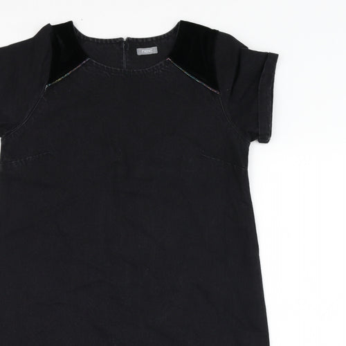 NEXT Girls Black  Cotton A-Line  Size 11 Years  Round Neck Zip