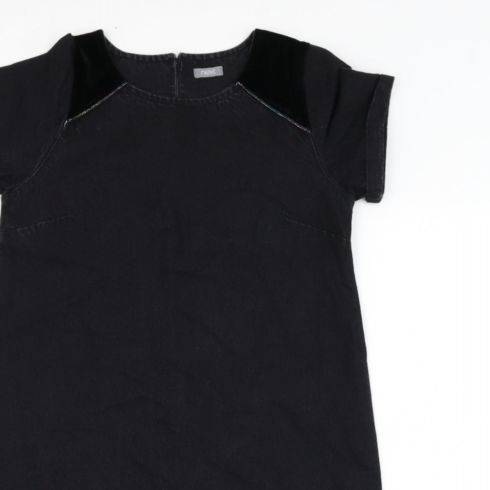 NEXT Girls Black  Cotton A-Line  Size 11 Years  Round Neck Zip