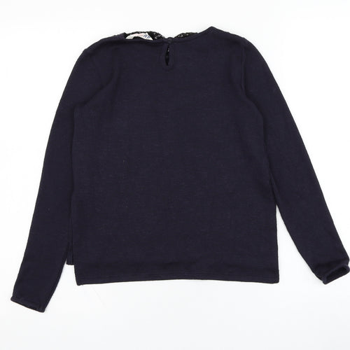 H&M Girls Blue Collared  Polyester Pullover Jumper Size 9-10 Years  Pullover