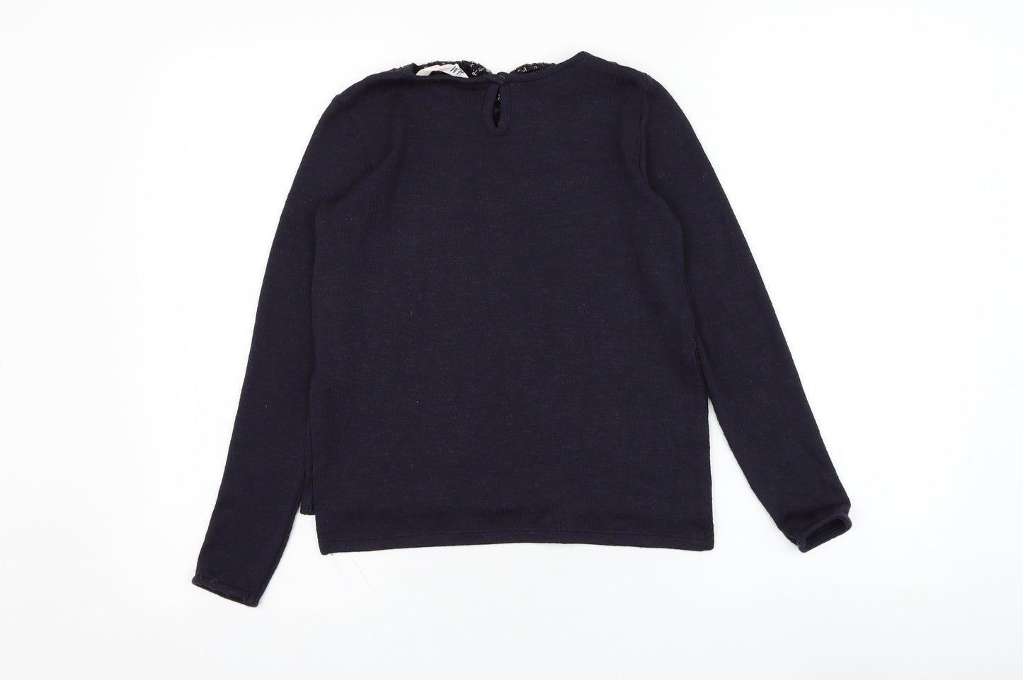 H&M Girls Blue Collared  Polyester Pullover Jumper Size 9-10 Years  Pullover