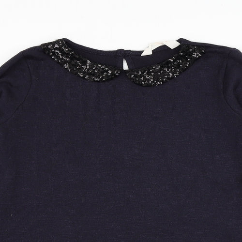 H&M Girls Blue Collared  Polyester Pullover Jumper Size 9-10 Years  Pullover
