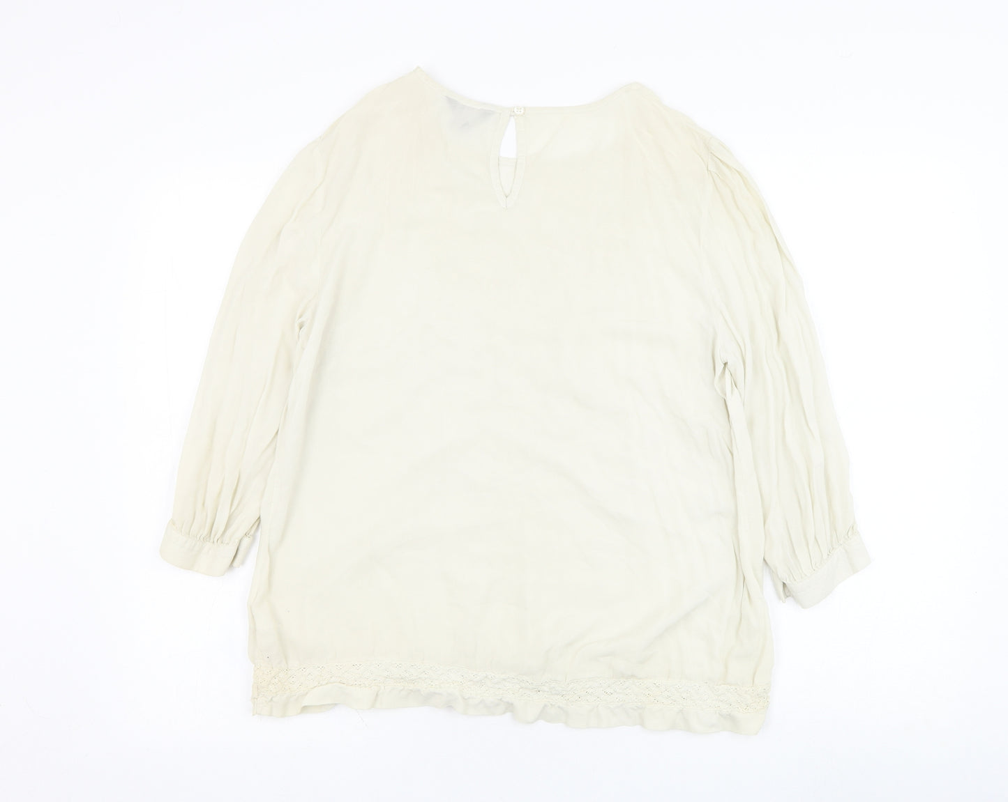 F&F Womens Ivory  Viscose Basic Blouse Size 16 Round Neck