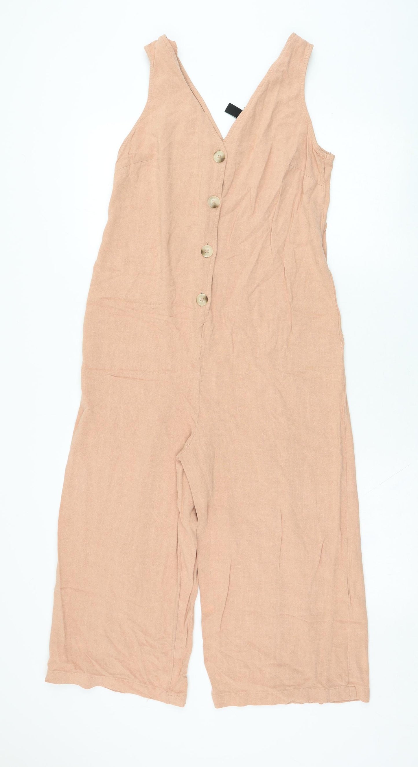 New Look Womens Pink  Viscose Playsuit One-Piece Size 10 L19 in Button