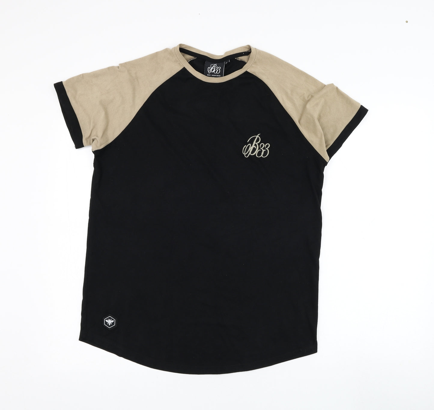 Bee Inspired Mens Black  Polyester  T-Shirt Size M Round Neck