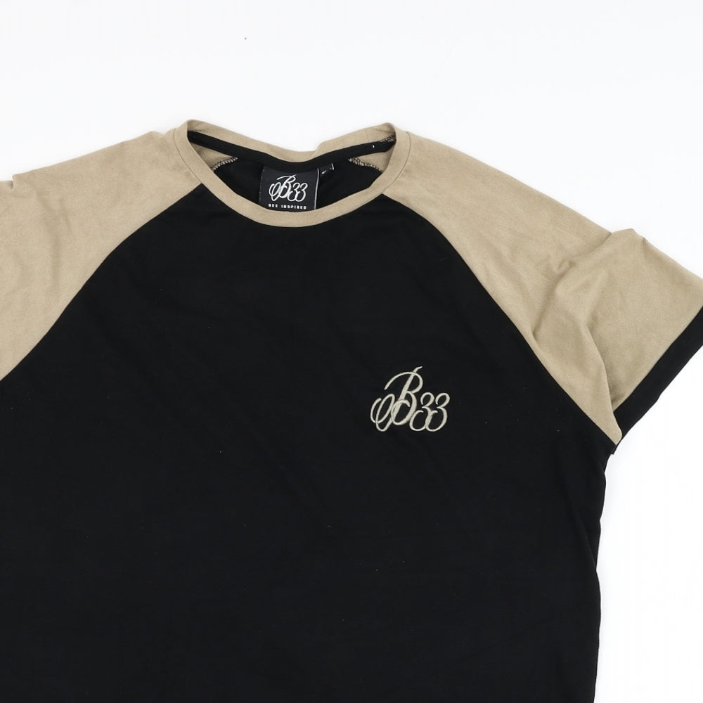 Bee Inspired Mens Black  Polyester  T-Shirt Size M Round Neck