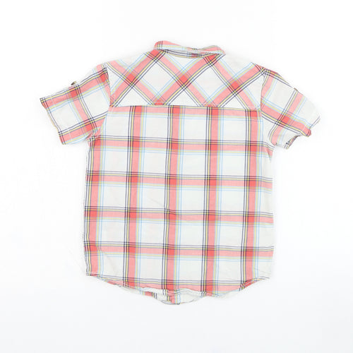 M&Co Boys White Check Cotton Basic Button-Up Size 5-6 Years Collared Button
