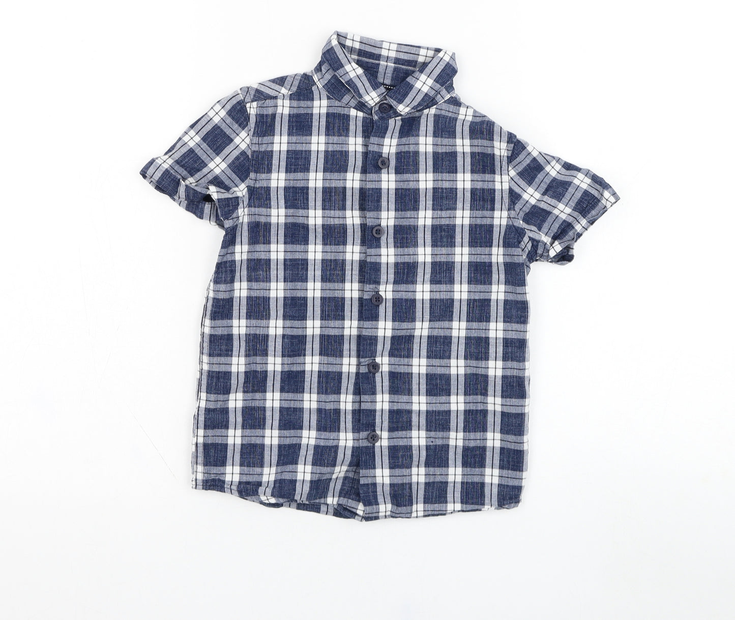 TU Boys Blue Check Cotton Basic Button-Up Size 5 Years Collared Button