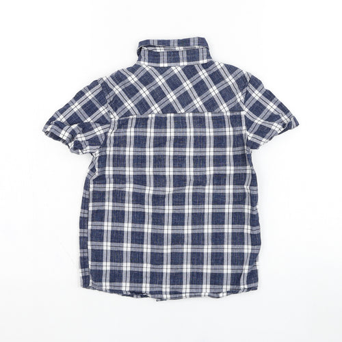 TU Boys Blue Check Cotton Basic Button-Up Size 5 Years Collared Button
