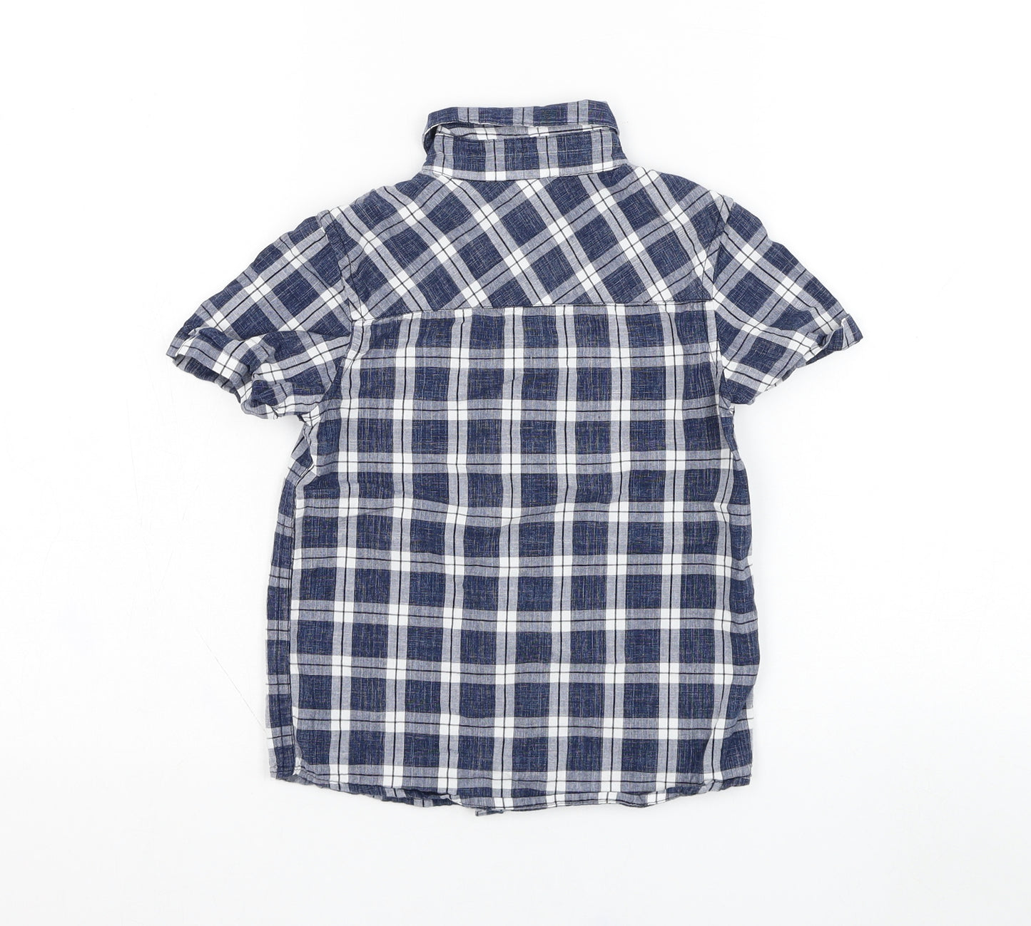 TU Boys Blue Check Cotton Basic Button-Up Size 5 Years Collared Button