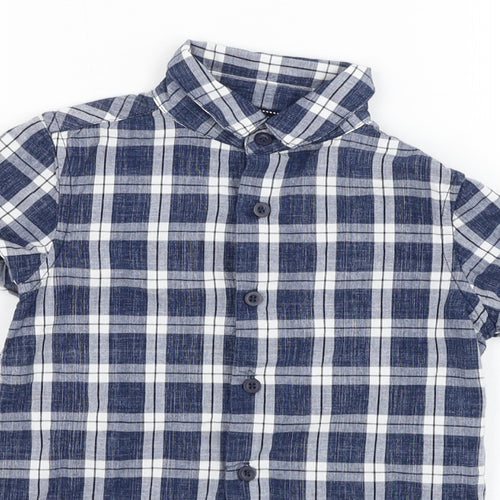 TU Boys Blue Check Cotton Basic Button-Up Size 5 Years Collared Button