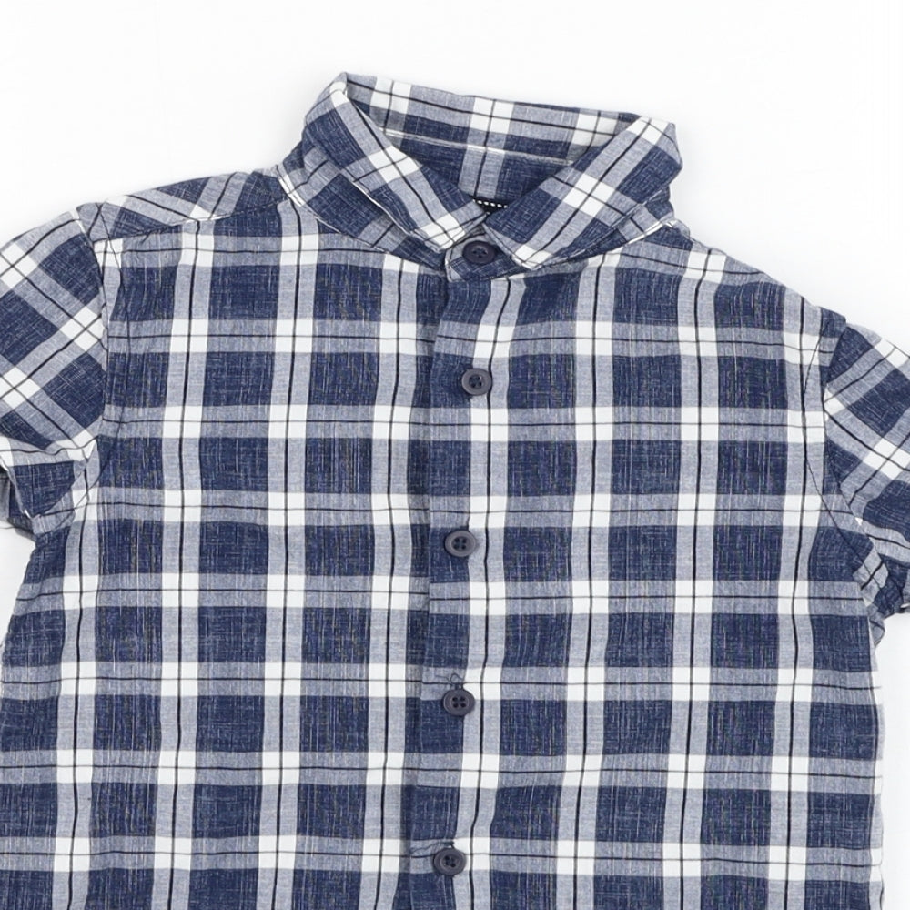 TU Boys Blue Check Cotton Basic Button-Up Size 5 Years Collared Button