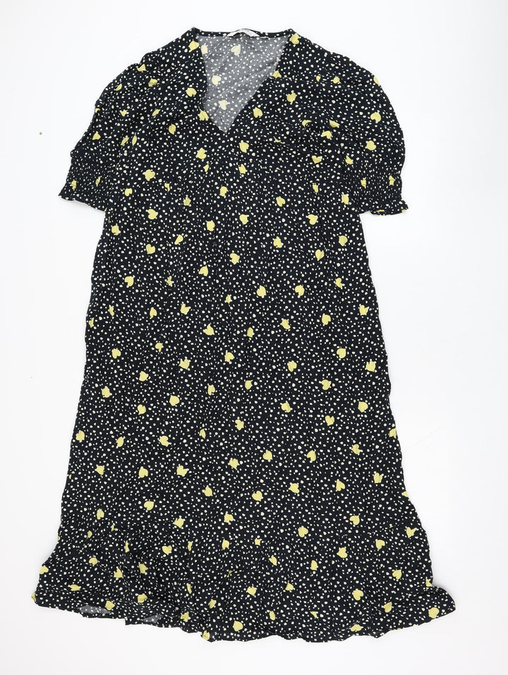 Dorothy Perkins Womens Blue  Viscose Trapeze & Swing  Size 12  V-Neck Pullover