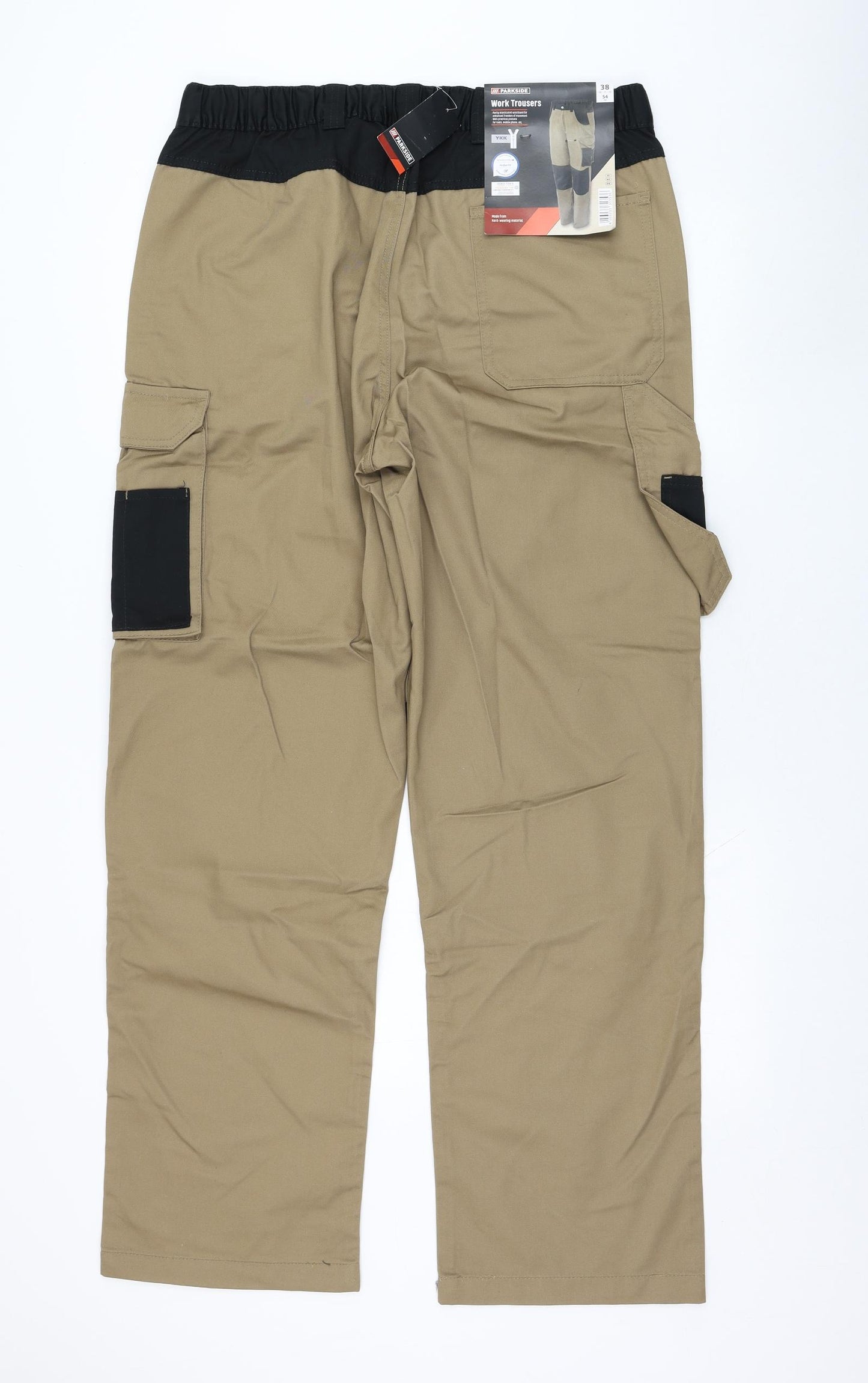 Parkside Mens Brown  Polyester Carpenter Trousers Size 38 in L32 in Regular Zip