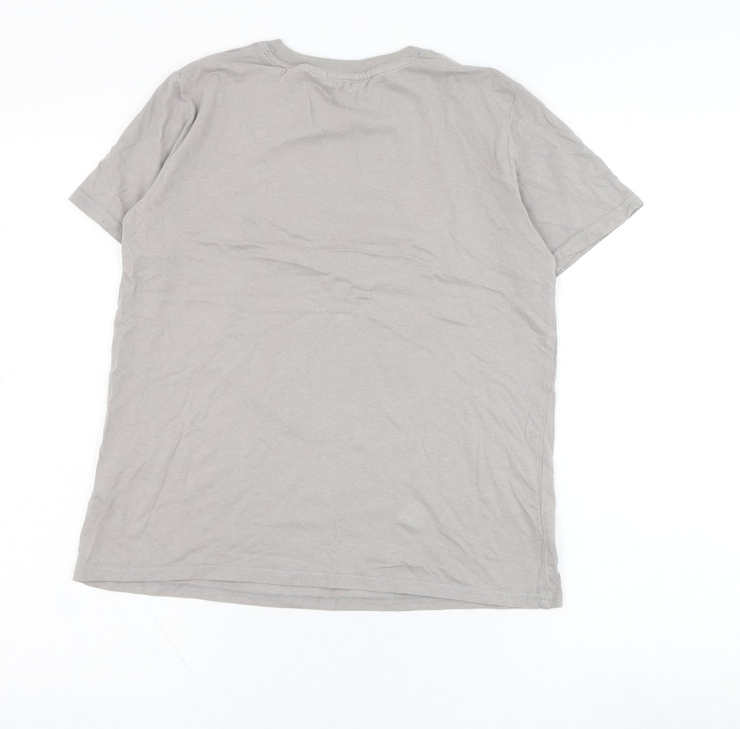 H&M Boys Grey  Cotton Basic T-Shirt Size 10-11 Years Round Neck Pullover - The Mandalorian