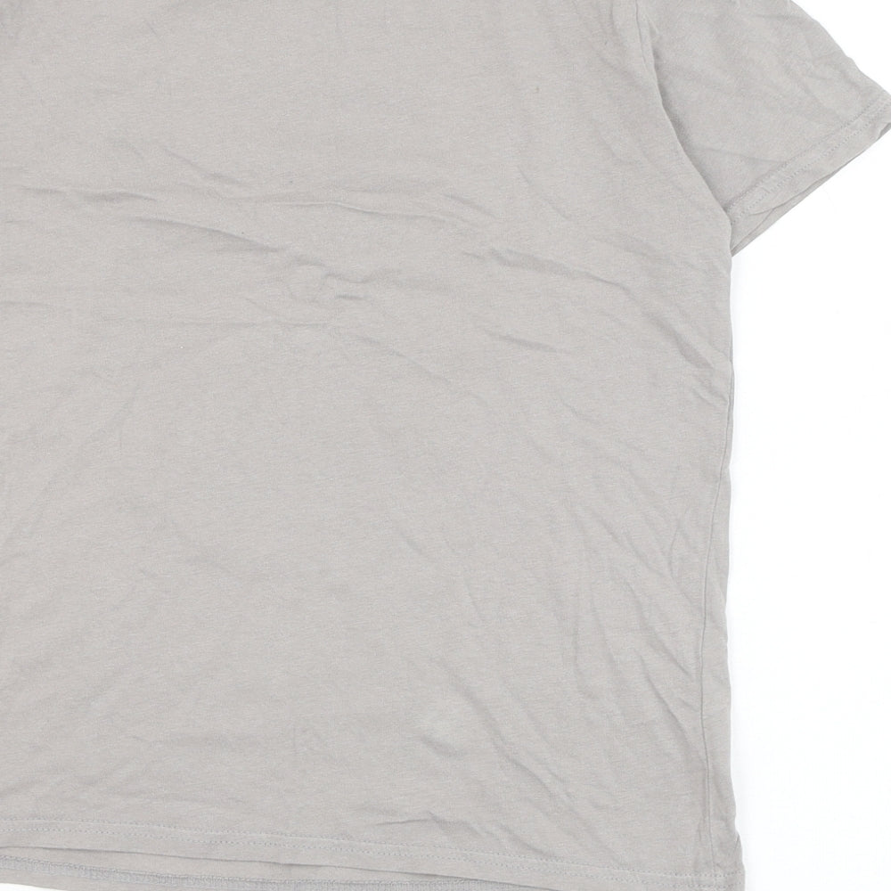 H&M Boys Grey  Cotton Basic T-Shirt Size 10-11 Years Round Neck Pullover - The Mandalorian