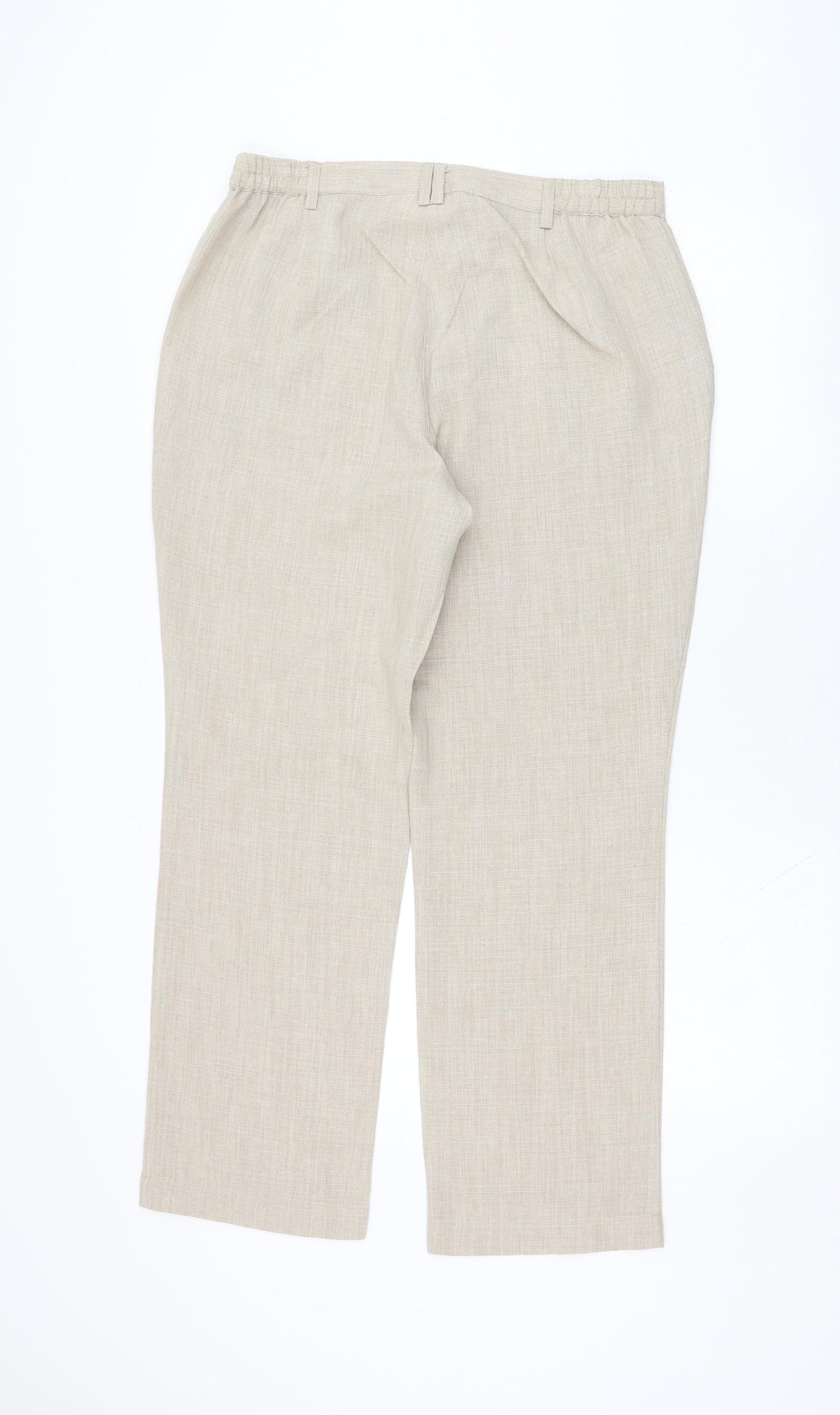 Collection Womens Beige  Polyester Trousers  Size 14 L28 in Regular Zip
