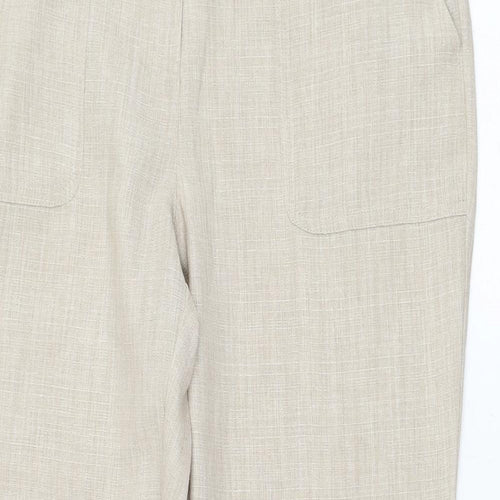 Collection Womens Beige  Polyester Trousers  Size 14 L28 in Regular Zip