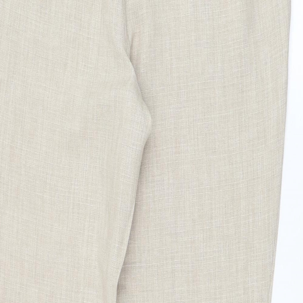 Collection Womens Beige  Polyester Trousers  Size 14 L28 in Regular Zip