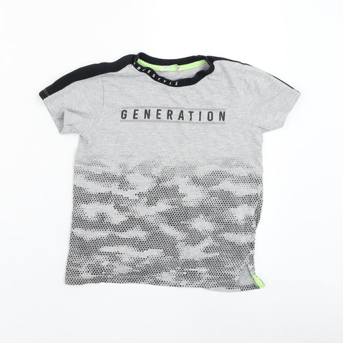 Pep&co Boys Grey  Cotton Basic T-Shirt Size 7-8 Years Round Neck Pullover - Generation