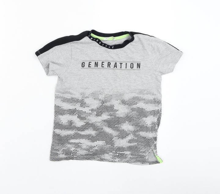 Pep&co Boys Grey Cotton Basic T-Shirt Size 7-8 Years Round Neck Pullover - Generation