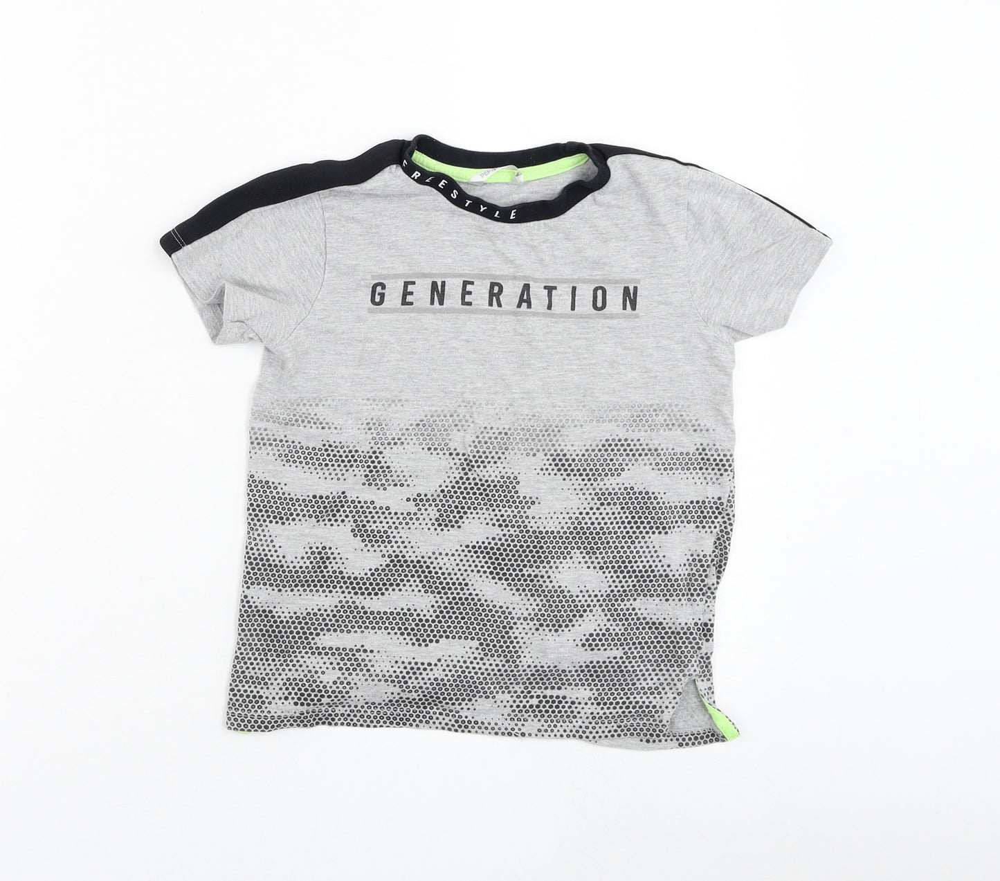 Pep&co Boys Grey  Cotton Basic T-Shirt Size 7-8 Years Round Neck Pullover - Generation
