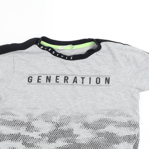 Pep&co Boys Grey  Cotton Basic T-Shirt Size 7-8 Years Round Neck Pullover - Generation