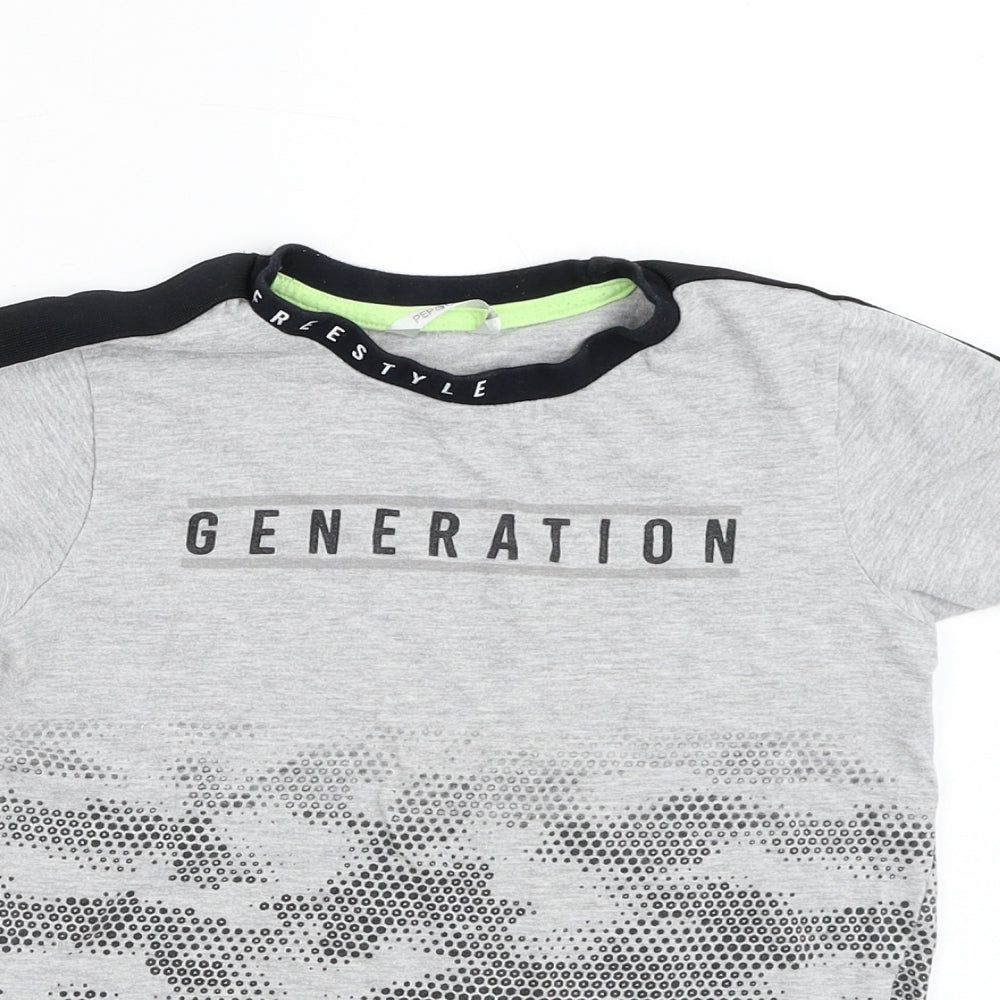 Pep&co Boys Grey  Cotton Basic T-Shirt Size 7-8 Years Round Neck Pullover - Generation