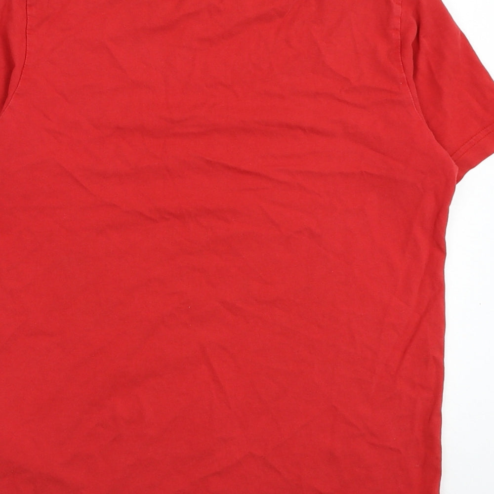 adidas Boys Red  Cotton Basic T-Shirt Size 11-12 Years Round Neck Pullover