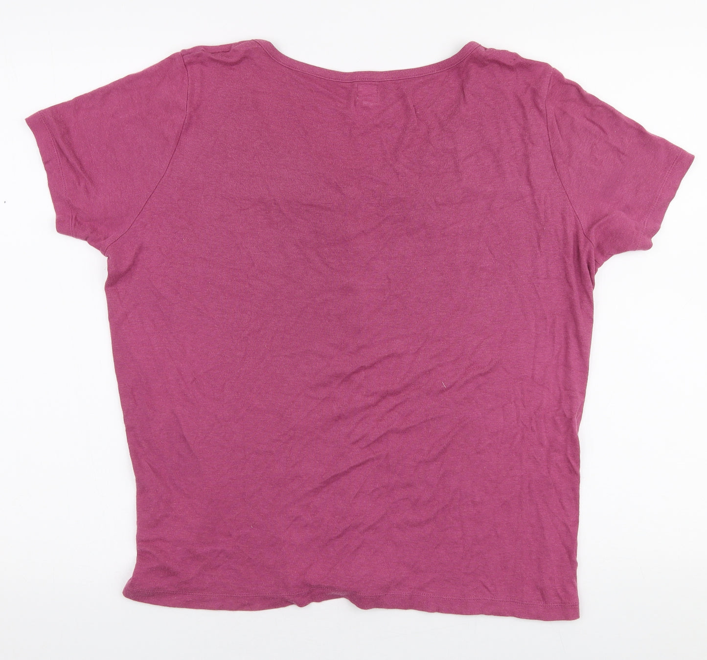 John Lewis Womens Pink  Cotton Jersey T-Shirt Size 12 V-Neck