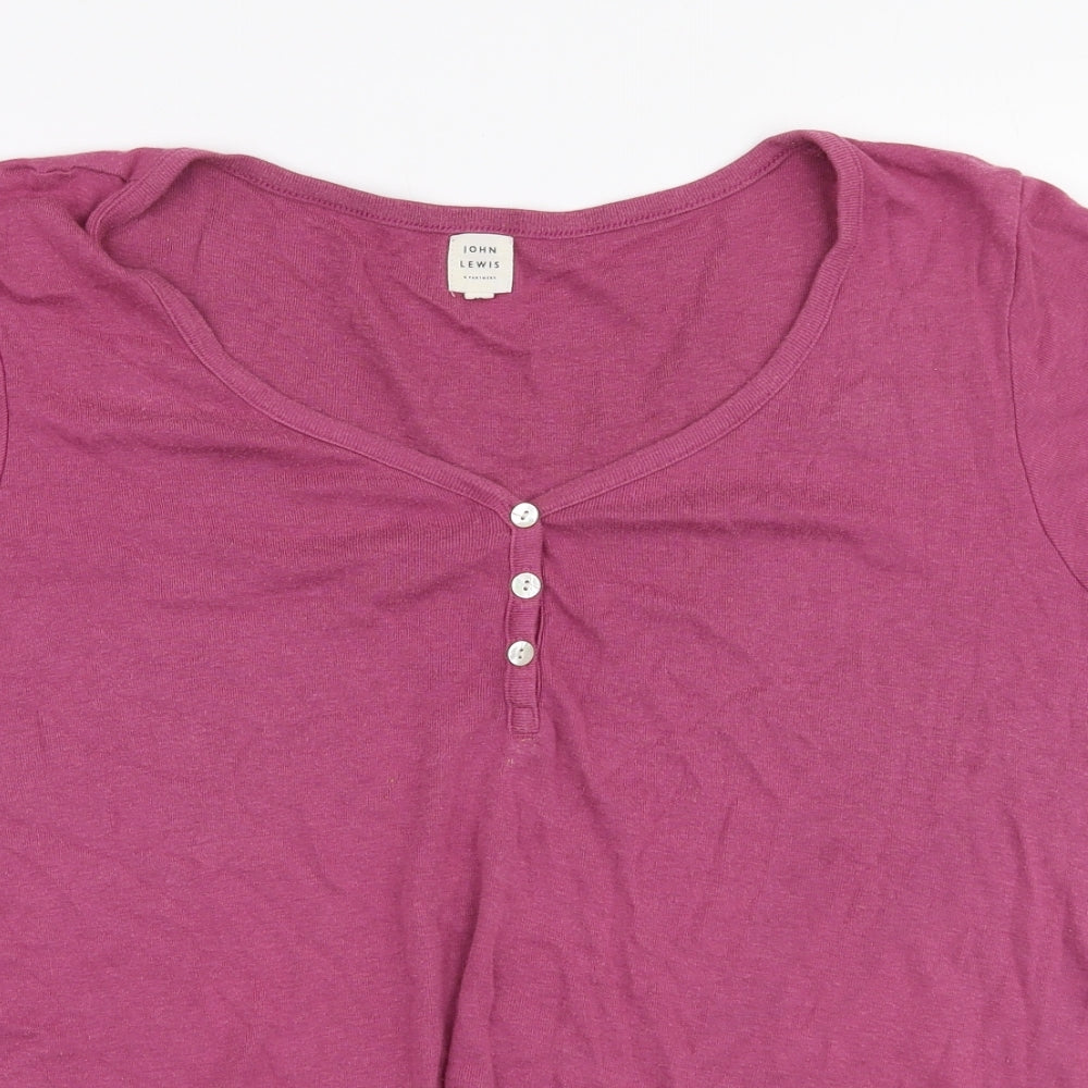John Lewis Womens Pink  Cotton Jersey T-Shirt Size 12 V-Neck