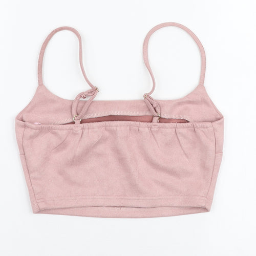 Naanaa Womens Pink  Polyester Cropped Tank Size 8 Square Neck