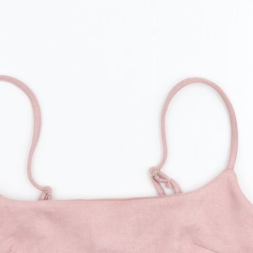Naanaa Womens Pink  Polyester Cropped Tank Size 8 Square Neck