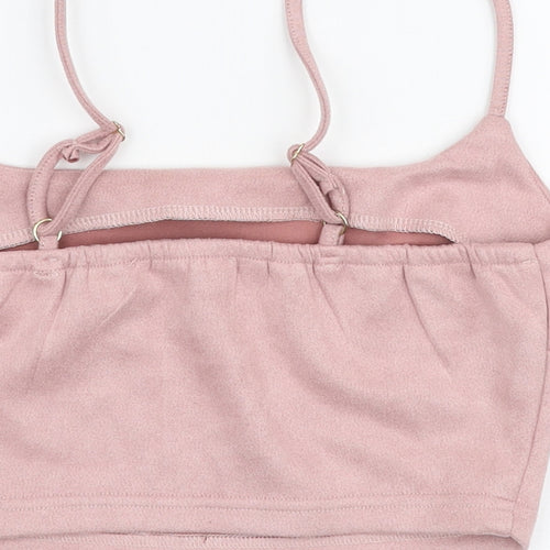 Naanaa Womens Pink  Polyester Cropped Tank Size 8 Square Neck