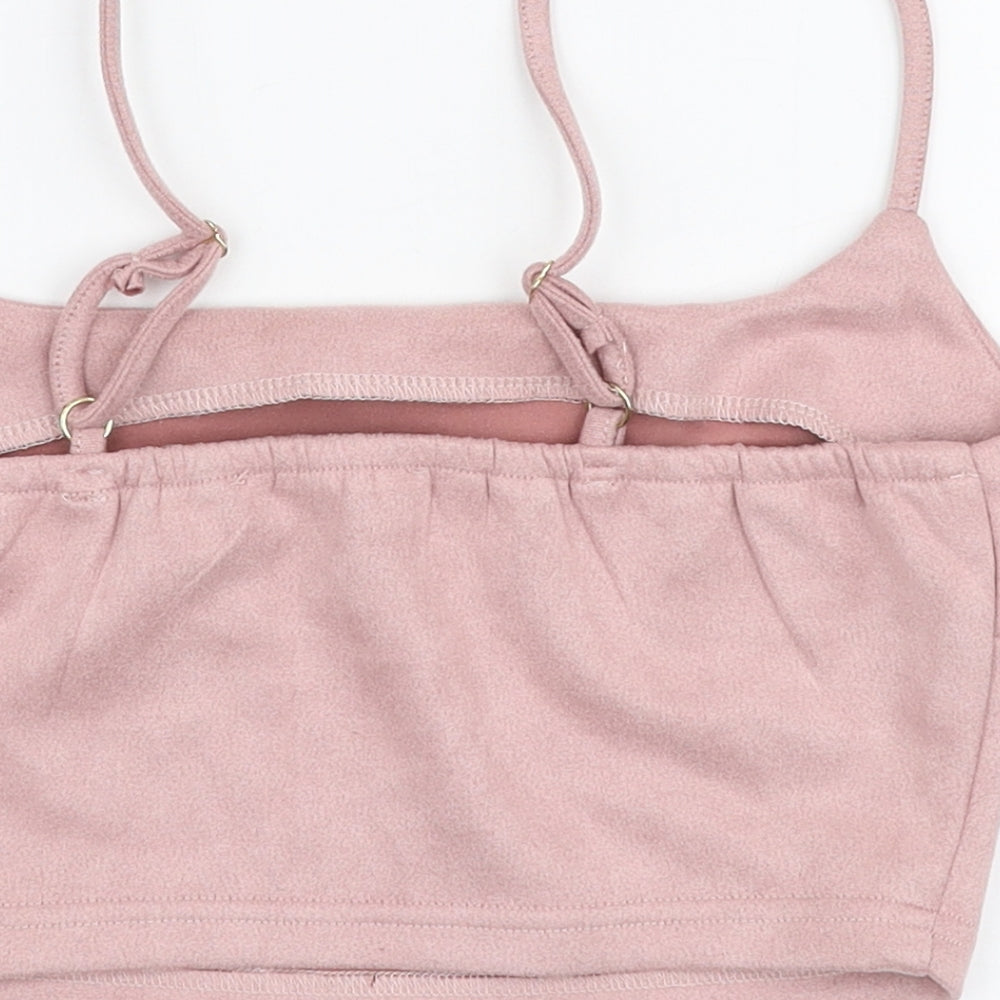 Naanaa Womens Pink  Polyester Cropped Tank Size 8 Square Neck