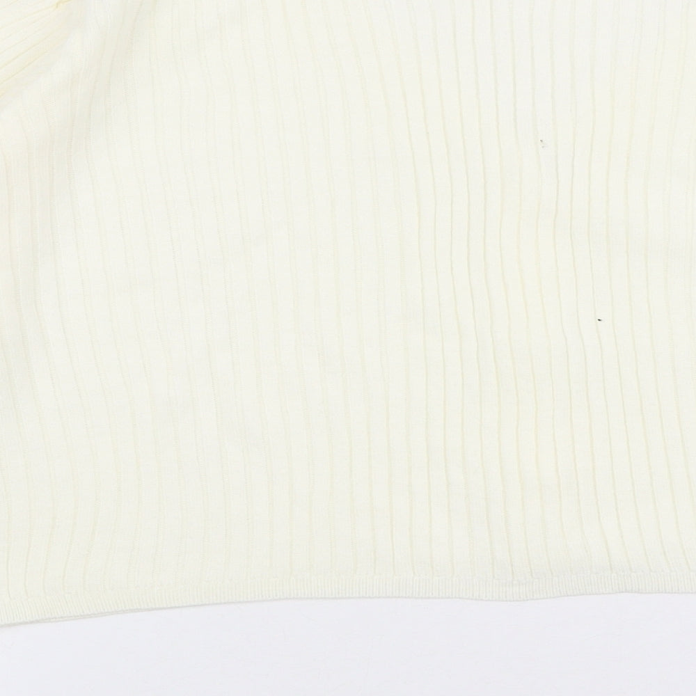 Nasty Gal Womens Ivory V-Neck  Polyester Cardigan Jumper Size M