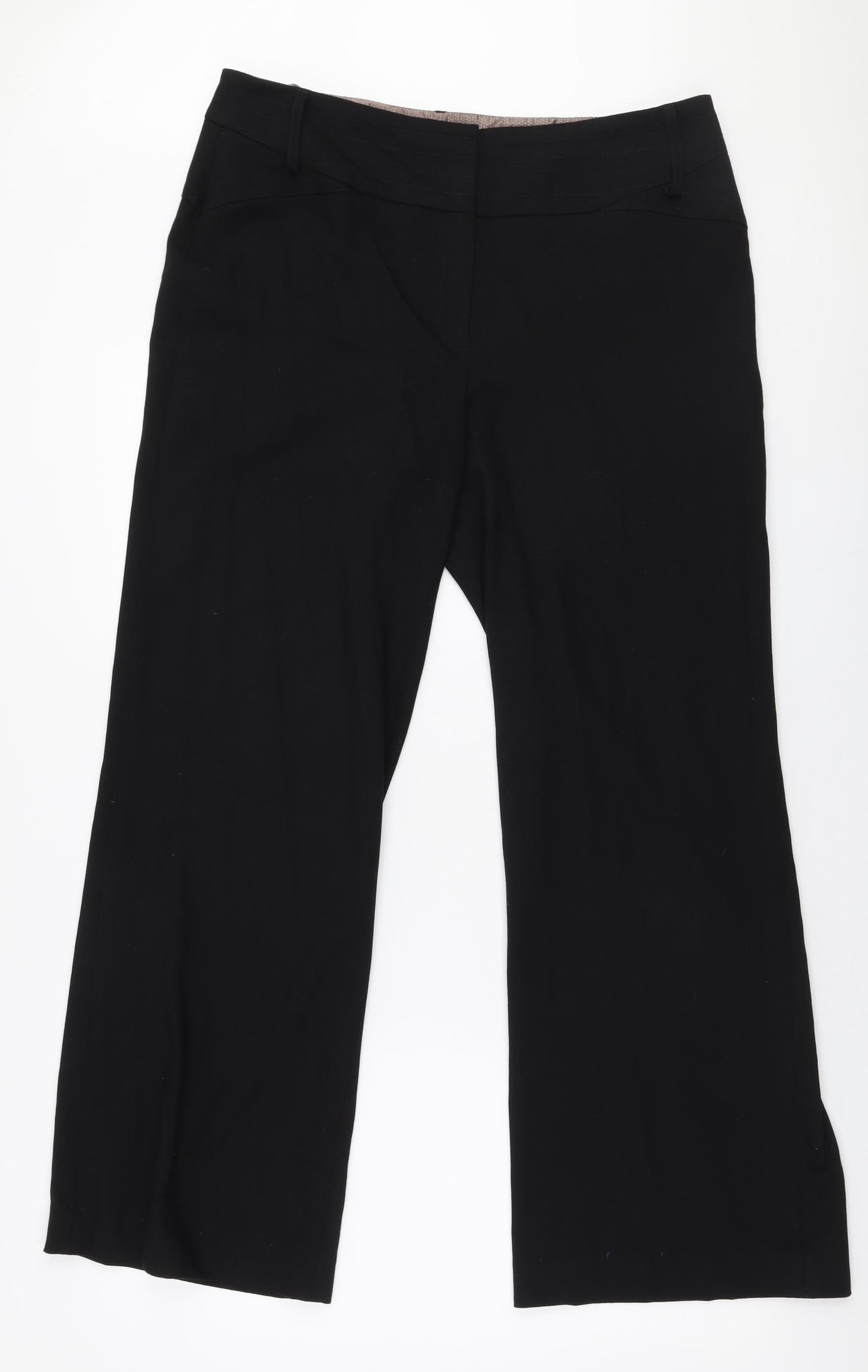 NEXT Womens Black  Polyester Trousers  Size 12 L30 in Regular Zip