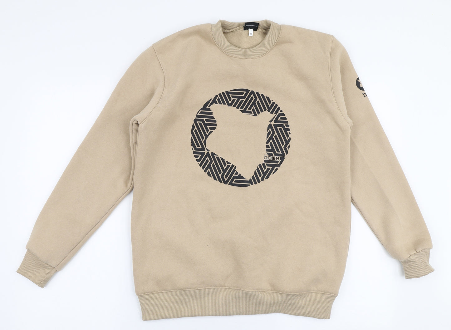 hOme Mens Beige  Polyester Pullover Sweatshirt Size M