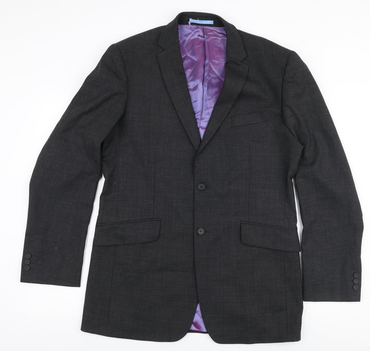 Burton Mens Grey  Viscose Jacket Suit Jacket Size 40