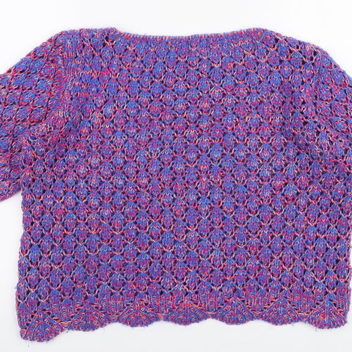 M&Co Womens Multicoloured Boat Neck  Acrylic Pullover Jumper Size S